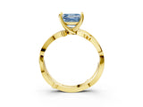 Yellow gold Fancy Blue Asscher  Solitaire Twist Band with Pavé Accents and Four-Prong Setting_23