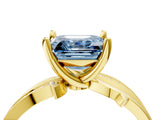 Yellow gold Fancy Blue Asscher  Solitaire Twist Band with Pavé Accents and Four-Prong Setting_24
