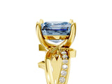 Yellow gold Fancy Blue Asscher  Solitaire Twist Band with Pavé Accents and Four-Prong Setting_25