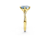 Yellow gold Fancy Blue Asscher  Solitaire Twist Band with Pavé Diamonds and Four-Prong Setting_104