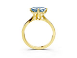Yellow gold Fancy Blue Asscher  Solitaire Twist Band with Pavé Diamonds and Four-Prong Setting_105