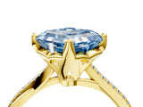 Yellow gold Fancy Blue Asscher  Solitaire Twist Band with Pavé Diamonds and Four-Prong Setting_106