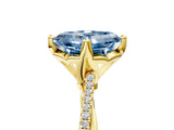 Yellow gold Fancy Blue Asscher  Solitaire Twist Band with Pavé Diamonds and Four-Prong Setting_107