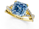 Yellow gold Fancy Blue Asscher  Solitaire Twist Band with Pavé Setting and Four-Prong Setting_1