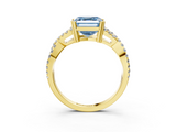 Yellow gold Fancy Blue Asscher  Solitaire Twist Band with Pavé Setting and Four-Prong Setting_3