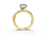 Yellow gold Fancy Blue Asscher  Solitaire Twist Band with Pavé Setting and Four-Prong Setting_3