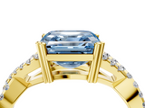 Yellow gold Fancy Blue Asscher  Solitaire Twist Band with Pavé Setting and Four-Prong Setting_4