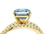 Yellow gold Fancy Blue Asscher  Solitaire Twist Band with Pavé Setting and Four-Prong Setting_4
