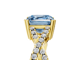 Yellow gold Fancy Blue Asscher  Solitaire Twist Band with Pavé Setting and Four-Prong Setting_5