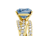Yellow gold Fancy Blue Asscher  Solitaire Twist Band with Pavé Setting and Four-Prong Setting_5