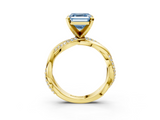 Yellow gold Fancy Blue Asscher  Solitaire Twist Band with Pave Prong Setting_20