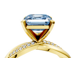 Yellow gold Fancy Blue Asscher  Solitaire Twist Band with Pave Prong Setting_21
