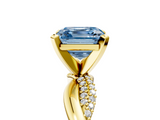 Yellow gold Fancy Blue Asscher  Solitaire Twist Band with Pave Prong Setting_22