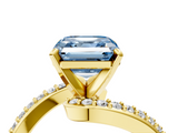 Yellow gold Fancy Blue Asscher  Solitaire Twist Band with Pave Set Diamonds and Four-Prong Setting_4