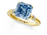 Yellow gold Fancy Blue Asscher  Solitaire Twisted Band Prong Set Engagement Ring_47