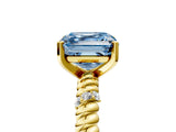 Yellow gold Fancy Blue Asscher  Solitaire Twisted Band Prong Set Engagement Ring_51