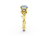 Yellow gold Fancy Blue Asscher  Solitaire Twisted Band Prong Setting Ring_2