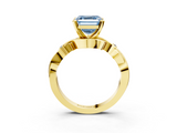 Yellow gold Fancy Blue Asscher  Solitaire Twisted Band Prong Setting Ring_3