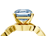 Yellow gold Fancy Blue Asscher  Solitaire Twisted Band Prong Setting Ring_4