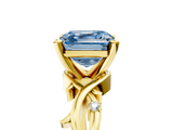 Yellow gold Fancy Blue Asscher  Solitaire Twisted Band Prong Setting Ring_5