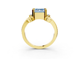 Yellow gold Fancy Blue Asscher  Solitaire Twisted Band Scroll Prong Ring_6