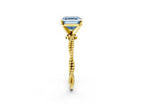 Yellow gold Fancy Blue Asscher  Solitaire Twisted Band with Bead Prong Setting_49