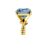 Yellow gold Fancy Blue Asscher  Solitaire Twisted Band with Bead Prong Setting_52