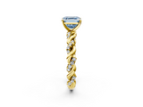 Yellow gold Fancy Blue Asscher  Solitaire Twisted Band with Pavé Accents and Four-Prong Setting_22