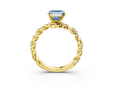 Yellow gold Fancy Blue Asscher  Solitaire Twisted Band with Pavé Accents and Four-Prong Setting_23