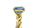 Yellow gold Fancy Blue Asscher  Solitaire Twisted Band with Pavé Accents and Four-Prong Setting_25