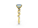 Yellow gold Fancy Blue Asscher  Solitaire Twisted Band with Prong Setting 3
