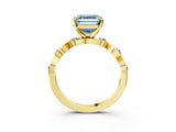 Yellow gold Fancy Blue Asscher  Solitaire Twisted Band with Prong Setting 4