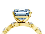 Yellow gold Fancy Blue Asscher  Solitaire Twisted Band with Prong Setting 5