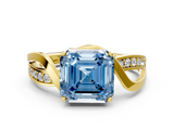 Yellow gold Fancy Blue Asscher  Solitaire Twisted Band with Prong Setting_20