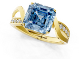 Yellow gold Fancy Blue Asscher  Solitaire Twisted Band with Prong Setting_21
