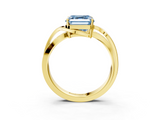 Yellow gold Fancy Blue Asscher  Solitaire Twisted Band with Prong Setting_23