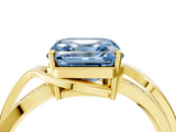 Yellow gold Fancy Blue Asscher  Solitaire Twisted Band with Prong Setting_24