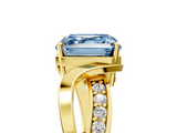 Yellow gold Fancy Blue Asscher  Solitaire Twisted Band with Prong Setting_25