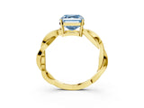 Yellow gold Fancy Blue Asscher  Solitaire Twisted Pave Diamond Ring with Four-Prong Setting_118