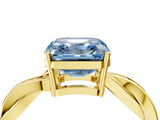 Yellow gold Fancy Blue Asscher  Solitaire Twisted Pave Diamond Ring with Four-Prong Setting_119