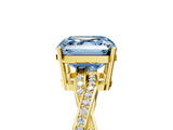 Yellow gold Fancy Blue Asscher  Solitaire Twisted Pave Diamond Ring with Four-Prong Setting_17