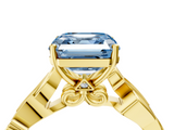 Yellow gold Fancy Blue Asscher  Solitaire Vine Band with Milgrain Prong Setting_7