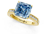 Yellow gold Fancy Blue Asscher  Solitaire with Pavé Band and Four-Prong Setting_52