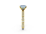 Yellow gold Fancy Blue Asscher  Solitaire with Pavé Band and Four-Prong Setting_53