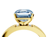 Yellow gold Fancy Blue Asscher  Solitaire with Pavé Band and Four-Prong Setting_55