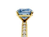 Yellow gold Fancy Blue Asscher  Solitaire with Pavé Band and Four-Prong Setting_56