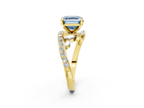 Yellow gold Fancy Blue Asscher  Solitaire with Pavé Twist Band and Four-Prong Setting_2