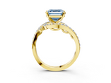 Yellow gold Fancy Blue Asscher  Solitaire with Pavé Twist Band and Four-Prong Setting_3