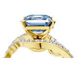 Yellow gold Fancy Blue Asscher  Solitaire with Pavé Twist Band and Four-Prong Setting_4
