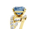 Yellow gold Fancy Blue Asscher  Solitaire with Pavé Twist Band and Four-Prong Setting_5